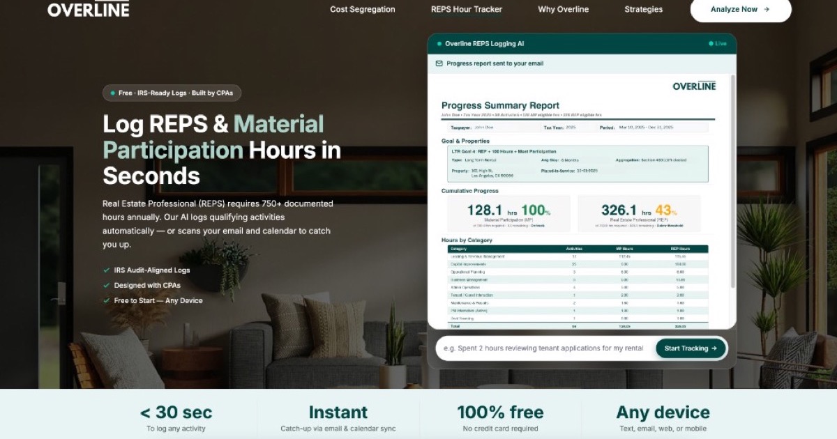 REPS Hour Tracker | Your AI Assistant for Real Estate | Overline